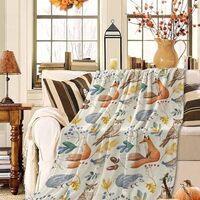 Fall Throw Blankets Animal Extra Soft Lightweight Flannel Fleece Blanket Harvest Fox Hedgehog Owl De