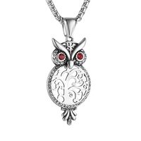 HZMAN Hollow Tree of Life Owl Necklace with Red Crystal Eye Pendant Necklaces for Women Men Lucky Je