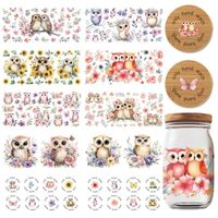 GOMAKERER 26 Pcs UV DTF Cup Wraps, Cute Owls UV DTF Rub on Transfer Sticker Waterproof Transfer Stic