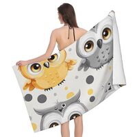 JTNWEC Animal Cartoon Owls Cute Prints Bath Towel Microfiber Absorbent Beach Towels Gifts for Men Wo