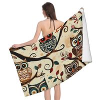 JTNWEC Owls on Tree Branches Prints Bath Towel Microfiber Absorbent Beach Towels Gifts for Men Women