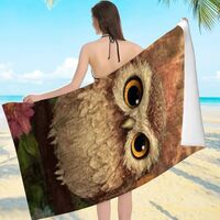Creowell Large Oversized Beach Towel, Owl Flowers Print, Ultra-Soft Microfiber Quick Dry Towel for B
