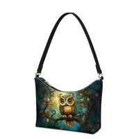 Lotusorchid Owl Print Shoulder Bag for Women, Ladies Shoulder Bags Handbags Crossbody Purses with Zi