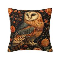 Keebik Owl William Morris Velvet Halloween Throw Pillow Covers Vintage Floral Home Decor Art Pillowc