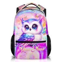 Sharecolor Backpack for Girls, Personalized Owl Backpacks for Kids Girls Age 6-8, Custom Toddler Bac