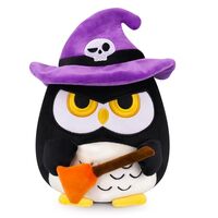 Leokawin Halloween Stuffed Animal - Black Owl Plush,9.5inch Owl Stuffed Animal Toys with Purple Hat,