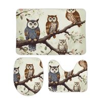 QMKVBSN Bathroom Rugs Sets 3 Piece Owls on A Branch Bath Mat for Bathroom Super Absorbent Shower Rug