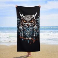 QMNBTES Beach Towels Oversized 63x31.5 Inch Quick Dry Owl Bath Towels Sand Free Pool Towel Super Abs