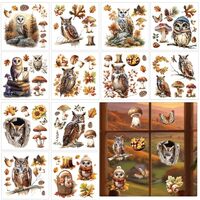 BEUNITONE 12pcs Owl and Autumn Plant Rub on Transfers for Crafts and Furniture Full Theme Transfer S