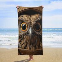 NTVOWPZO Microfiber Beach Towel 63"X 31.5" Super Absorbent Quick Dry Owl Eyes Pool Towels 