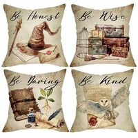 Fjfz Vintage Magic Decorative Throw Pillow Covers 18 x 18 Set of 4, Retro Magical Books Wizard Hat O