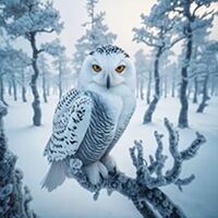 Snowy Owl on a Branch Fabric Panel - BBP-014, Panel Size is 20.5&rdquo; X 17&rdquo;, Quality Quiltin