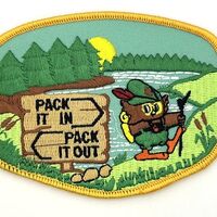 Woodsy Owl Give A Hoot, Don't Pollute Iron On Patch - 1979 Pack It in, Pack It Out