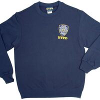 Artisan Owl New York Police Department Style Embroidered Badge Long Sleeve Cotton Blend Sweatshirt (