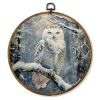 shiviody Rustic Winter Snowy Owl Canvas Wall Art Decor, Farmhouse Country Winter Forest Wild Bird Ro