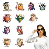 arricraft 12 Sheets Cartoon Owl Iron on Sticker, Owl Hand Drawing Print Transfer Stickers Decals for
