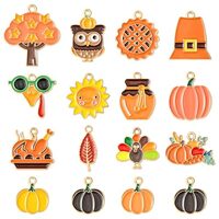 MakemadeDIY 30Pcs Thanksgiving Day Enamel Charms for Jewelry Making Mixed Shapes Turkey Owl Pumpkin 
