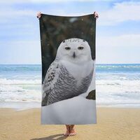 FZMVSQH Snow Owl Beach Towels Oversized 63"X 31.5" Extra Large Microfiber Pool Towel Sand 