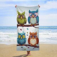 FZMVSQH Owls Birds Beach Towels Oversized 63"X 31.5" Extra Large Microfiber Pool Towel San