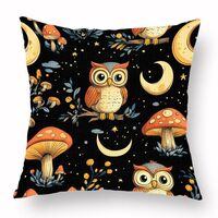 Bxgolkgd Cute Owl Pattern Designs Throw Pillow Covers 18x18 Inch Linen Square Cushion Covers for Dec