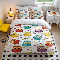 Cartoon Owl Dream Catcher Duvet Cover Twin - Whimsical Boho Bedding Set for Kids Girls Boys Ultra So
