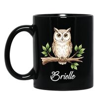 Yoriss Customized Owl Ceramic Mug, Personalized Owl Lovers Coffee Cup with Name, Bird Themed Pottery