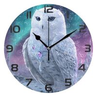 ALAZA Aurora Snow Owl Wall Clock Non Ticking Decorative Desk Clock for Bedroom Kitchen Living Room S