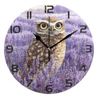 ALAZA Owl Lavender Wall Clock Non Ticking Decorative Desk Clock for Bedroom Kitchen Living Room Scho