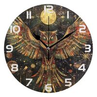 ALAZA Bohemian Owl Vintage Wall Clock Non Ticking Decorative Desk Clock for Bedroom Kitchen Living R