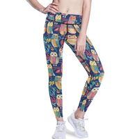 KLL Women's Yoga Leggings Ultra Soft Stretchy Gym Pants Cute Colorful Owls and Trees M