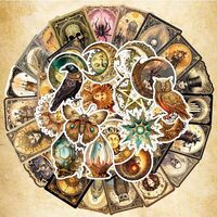 100 PCS Mystical Vintage Goth Stickers Waterproof Vinyl Moon Phase Owl Raven Butterfly Tarot Card St