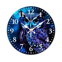 BFGWK Wall Clock Decorative Wall Clocks Battery Operated Silent Non Ticking Blue Owl Printing Home D