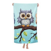 LKVNSWERT Owls on a Branch Bath Towel Super Soft Absorbent Bathroom Shower Towels Microfiber Beach T