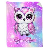 BEOIIBIRD Custom Blanket for Girls - Flannel Plush Owl Throws Gifts for Teens Children - Cute Warm C