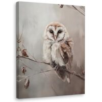 WODMIS Vintage Rustic Winter Barn Owl Wall Decorations Framed Canvas Art, Farmhouse Winter Wildlife 