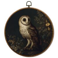 JUIOEIU Vintage Moody Owl Round Wall Decor, Dark Academia Owl Floral Botanical Framed Canvas Prints,