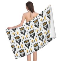 DXITROMI Quick Dry Beach Towel - Tribal Style Owl Print Bath Towels for Bathroom, Microfiber Towels 