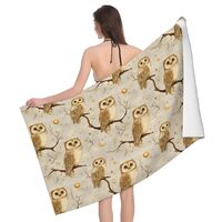 DXITROMI Quick Dry Beach Towel - Moon Owl Print Bath Towels for Bathroom, Microfiber Towels for Body