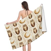 DXITROMI Quick Dry Beach Towel - Owl Moon (A) Print Bath Towels for Bathroom, Microfiber Towels for 