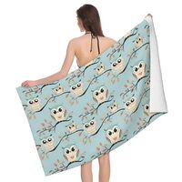 DXITROMI Quick Dry Beach Towel - Cartoon Owl Print Bath Towels for Bathroom, Microfiber Towels for B