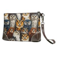 Small Clutch Purses for Women - Fashion Colorful Owl Print Leather Wristlet Wallets with Wrist Strap