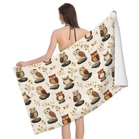 DXITROMI Quick Dry Beach Towel - Stone Owl Print Bath Towels for Bathroom, Microfiber Towels for Bod