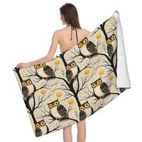 DXITROMI Quick Dry Beach Towel - Vintage Owl Tree Pattern Print Bath Towels for Bathroom, Microfiber