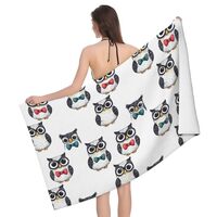 DXITROMI Quick Dry Beach Towel - Bow Tie Owl Print Bath Towels for Bathroom, Microfiber Towels for B