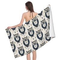 DXITROMI Quick Dry Beach Towel - Vintage Tribal Style Owl Print Bath Towels for Bathroom, Microfiber