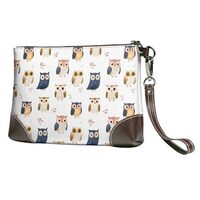 Small Clutch Purses for Women - Fashion Cute Owls Print Leather Wristlet Wallets with Wrist Strap