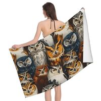 DXITROMI Quick Dry Beach Towel - Colorful Owl Print Bath Towels for Bathroom, Microfiber Towels for 