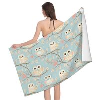 DXITROMI Quick Dry Beach Towel - Heart Owl Print Bath Towels for Bathroom, Microfiber Towels for Bod