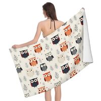 DXITROMI Quick Dry Beach Towel - Cute Owl Cartoon Print Bath Towels for Bathroom, Microfiber Towels 
