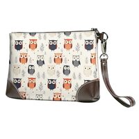 Small Clutch Purses for Women - Fashion Cute Owl Cartoon Print Leather Wristlet Wallets with Wrist S